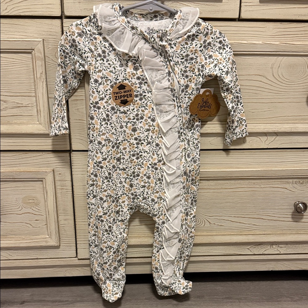 Baby Essentials Floral Ruffle Footie
